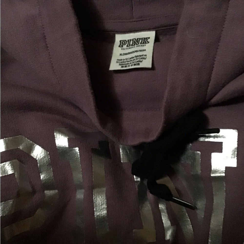 Victoria's Secret PINK mauve pullover hoodie with silver metallic logo